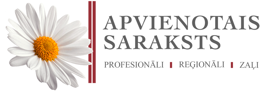 "APVIENOTAIS SARAKSTS - Latvijas Zaļā partija, Latvijas Reģionu Apvienība, Liepājas partija" logotips